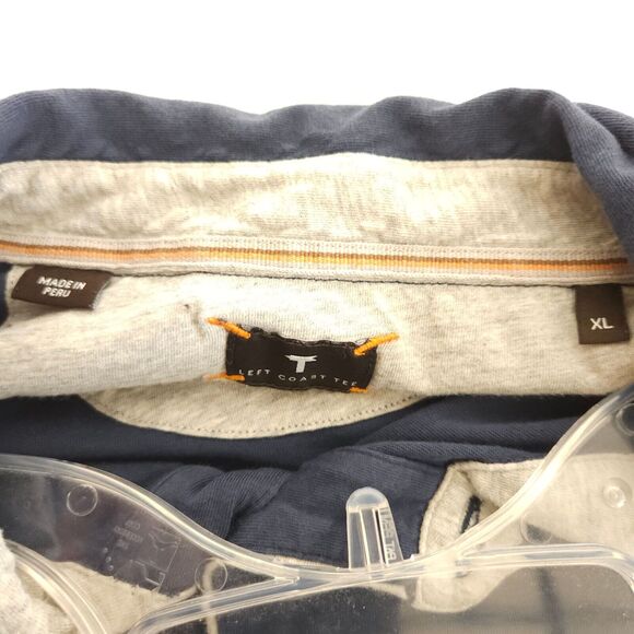 Left Coast Tee Mens XL Greyish Blue Long Sleeve Cotton Polo Shirt Peru - Picture 3 of 7